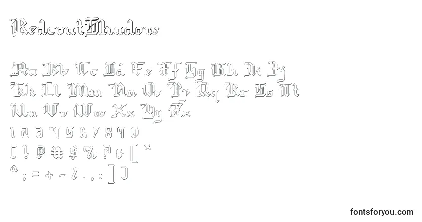 Шрифт RedcoatShadow – алфавит, цифры, специальные символы