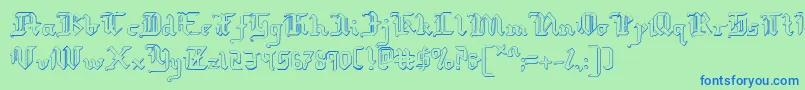 RedcoatShadow-fontti – siniset fontit vihreällä taustalla