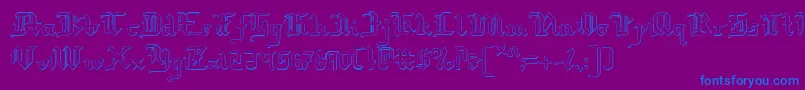 RedcoatShadow-Schriftart – Blaue Schriften auf violettem Hintergrund