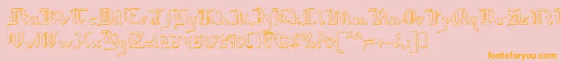 RedcoatShadow-Schriftart – Orangefarbene Schriften auf rosa Hintergrund