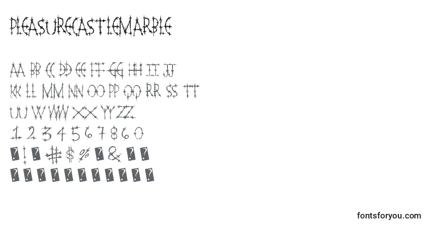 Czcionka Pleasurecastlemarble – alfabet, cyfry, specjalne znaki