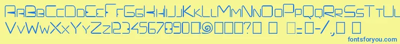 フォントPrefelectrique – 青い文字が黄色の背景にあります。