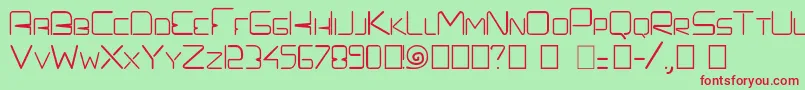 Prefelectrique-Schriftart – Rote Schriften auf grünem Hintergrund