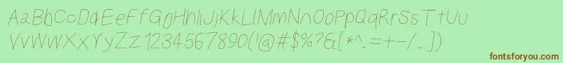 Kabinabookobl Font – Brown Fonts on Green Background