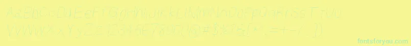 フォントKabinabookobl – 黄色い背景に緑の文字
