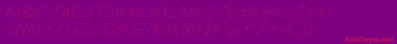 Kabinabookobl-Schriftart – Rote Schriften auf violettem Hintergrund