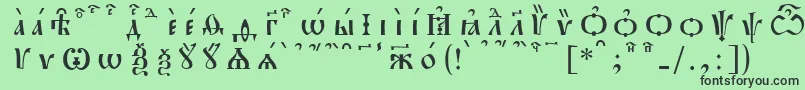 フォントPochaevskKucsSpacedout – 緑の背景に黒い文字