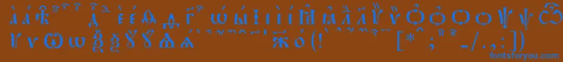 PochaevskKucsSpacedout Font – Blue Fonts on Brown Background
