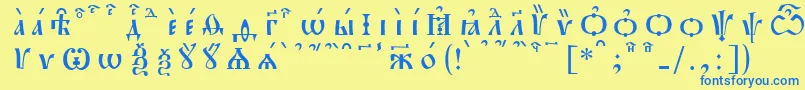 Шрифт PochaevskKucsSpacedout – синие шрифты на жёлтом фоне