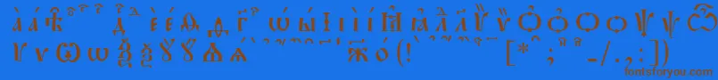 Шрифт PochaevskKucsSpacedout – коричневые шрифты на синем фоне