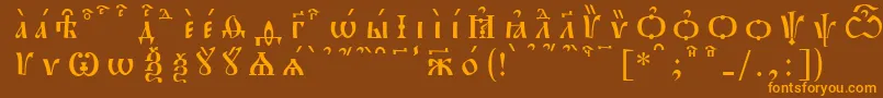 Czcionka PochaevskKucsSpacedout – pomarańczowe czcionki na brązowym tle