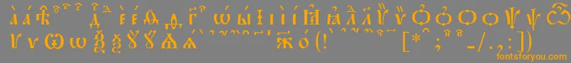 フォントPochaevskKucsSpacedout – オレンジの文字は灰色の背景にあります。