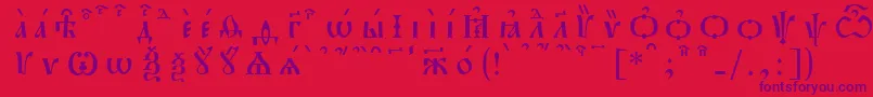 Czcionka PochaevskKucsSpacedout – fioletowe czcionki na czerwonym tle