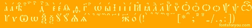 PochaevskKucsSpacedout-fontti – keltaiset fontit oranssilla taustalla