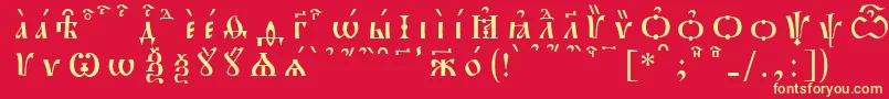 フォントPochaevskKucsSpacedout – 黄色の文字、赤い背景