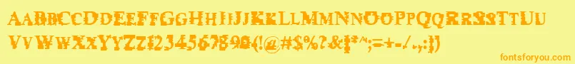 Psiborgz-Schriftart – Orangefarbene Schriften auf gelbem Hintergrund