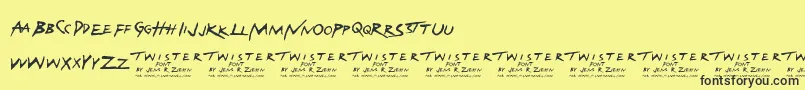 Fonte Twister – fontes pretas em um fundo amarelo