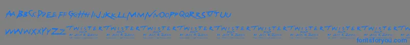 Weitere Informationen zur Twister-Schriftart Twister-Schriftart – Blaue Schriften auf grauem Hintergrund
