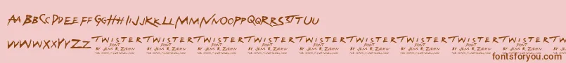 Police Twister – polices brunes sur fond rose