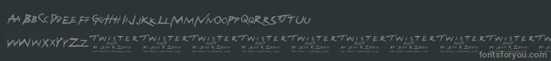 Weitere Informationen zur Twister-Schriftart Twister-Schriftart – Graue Schriften auf schwarzem Hintergrund
