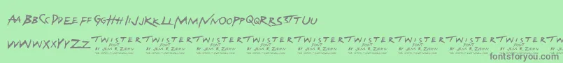 Twister-Schriftart – Graue Schriften auf grünem Hintergrund