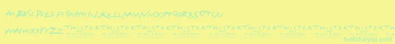 Weitere Informationen zur Twister-Schriftart Twister-Schriftart – Grüne Schriften auf gelbem Hintergrund