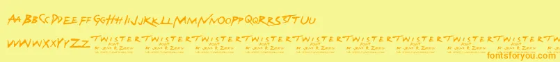 Fonte Twister – fontes laranjas em um fundo amarelo