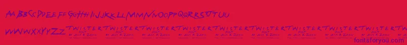 Czcionka Twister – fioletowe czcionki na czerwonym tle