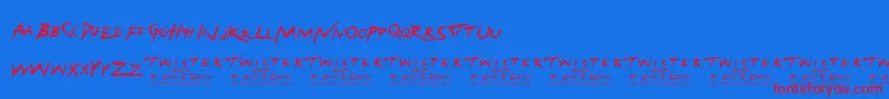 Fonte Twister – fontes vermelhas em um fundo azul
