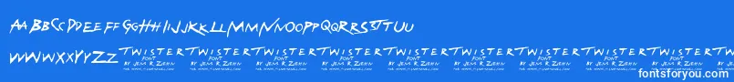 Czcionka Twister – białe czcionki na niebieskim tle