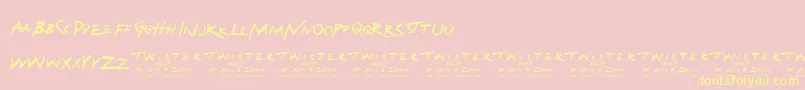 Twister-Schriftart – Gelbe Schriften auf rosa Hintergrund