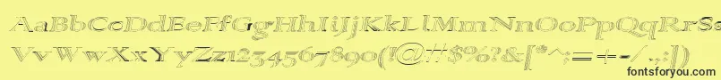 フォントAlpharev ffy – 黒い文字の黄色い背景