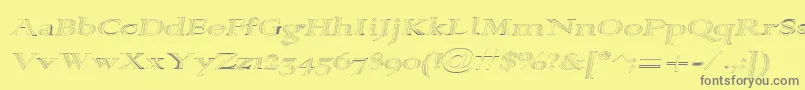 フォントAlpharev ffy – 黄色の背景に灰色の文字