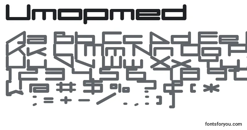 Шрифт Umopmed – алфавит, цифры, специальные символы
