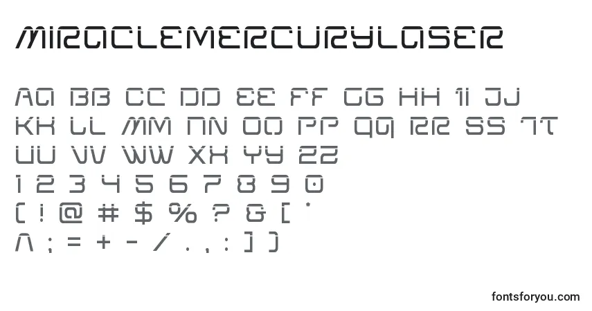 Шрифт Miraclemercurylaser – алфавит, цифры, специальные символы