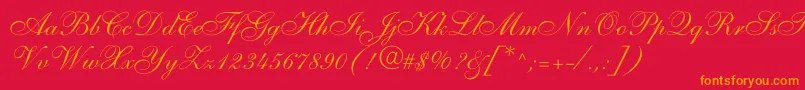 Allegrettoscriptonec Font – Orange Fonts on Red Background