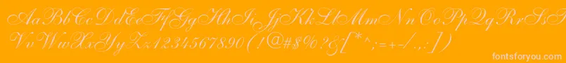 Allegrettoscriptonec-Schriftart – Rosa Schriften auf orangefarbenem Hintergrund