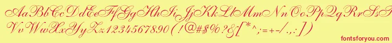 Allegrettoscriptonec Font – Red Fonts on Yellow Background