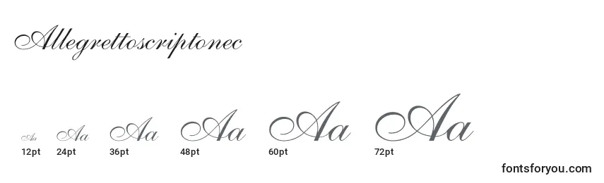 Größen der Schriftart Allegrettoscriptonec