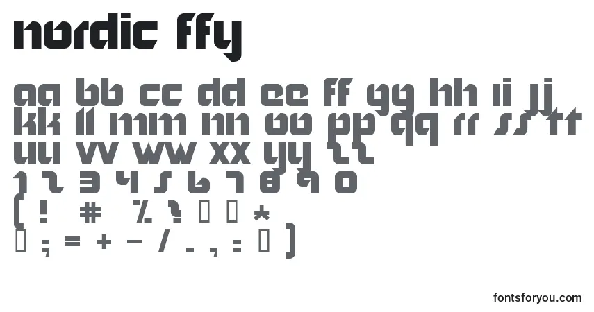 Czcionka Nordic ffy – alfabet, cyfry, specjalne znaki