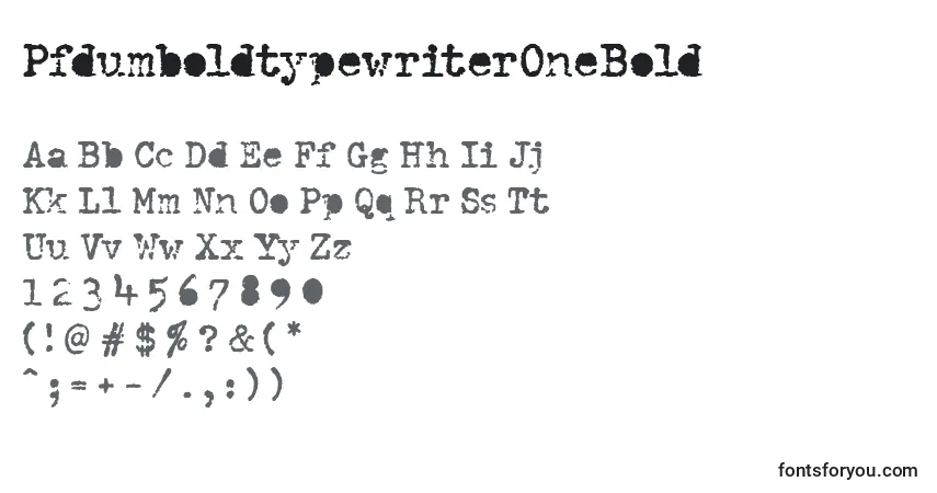 A fonte PfdumboldtypewriterOneBold – alfabeto, números, caracteres especiais