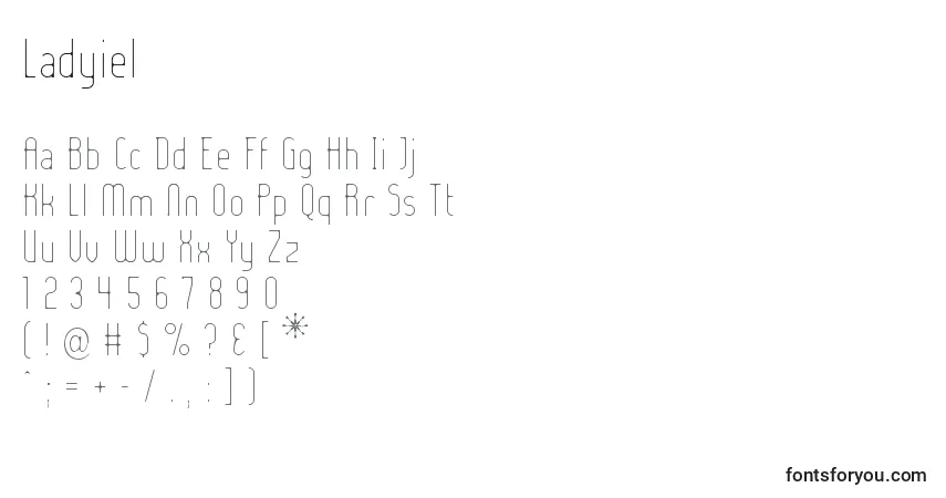 A fonte Ladyiel – alfabeto, números, caracteres especiais
