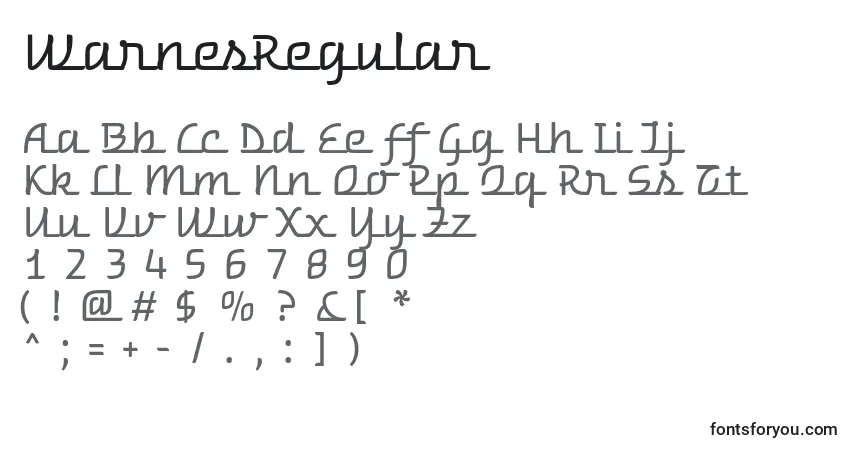 WarnesRegular Font – alphabet, numbers, special characters