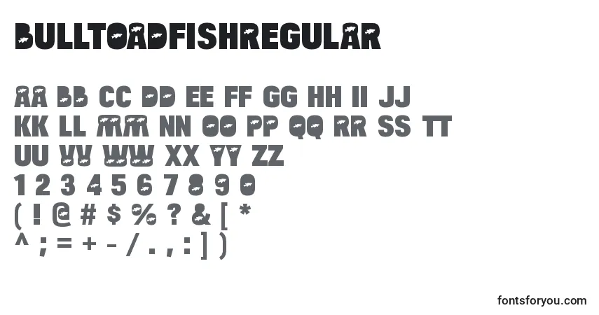A fonte BulltoadfishRegular – alfabeto, números, caracteres especiais