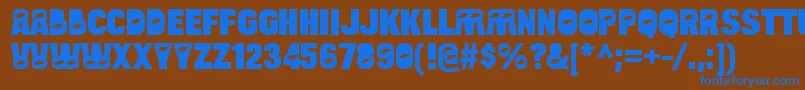 フォントBulltoadfishRegular – 茶色の背景に青い文字