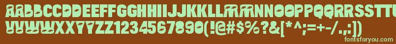 BulltoadfishRegular-fontti – vihreät fontit ruskealla taustalla