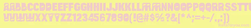 フォントBulltoadfishRegular – ピンクのフォント、黄色の背景