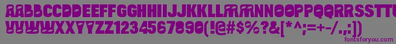フォントBulltoadfishRegular – 紫色のフォント、灰色の背景
