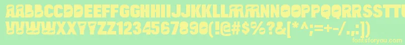 BulltoadfishRegular-fontti – keltaiset fontit vihreällä taustalla