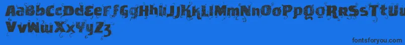 Vtksnewslabel Font – Black Fonts on Blue Background